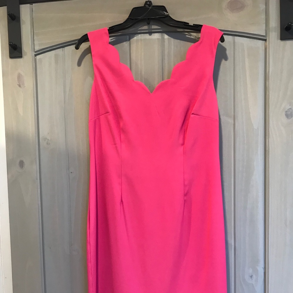 Pretty in pink scalloped neckline dress